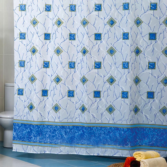  Штора для ванной Miranda Miranda Plaid 7083 голубой 180х200 см, Турция