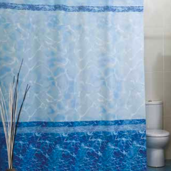  Штора для ванной Miranda Mermer Su 7103 голубой 180х200 см, Турция
