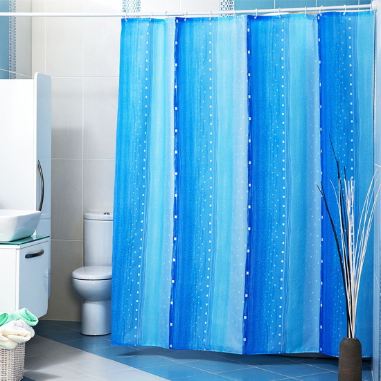  Штора для ванной Miranda Rain 9110 голубой 180х200 см, Туреччина