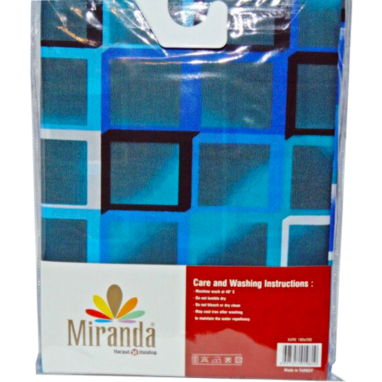  Штора для ванной Miranda Kare 9123 голубой 180х200 см, Турция