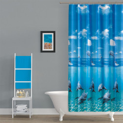  Штора для ванной Miranda Black Dolphin 10083 голубой 180х200 см, Турция