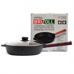 Сковородка Brizoll чугунная O2660-P2-C 26 см бордовая ручка