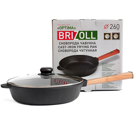 Сковородка Brizoll чугунная O2660-P1-C 26 см черная ручка