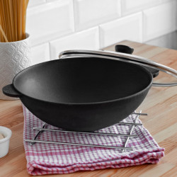 Сковородка Brizoll чугунная WOK W30-1 со стеклянной крышкой 4.7 л